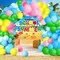 Summer Tropical Balloon Arch Garland Kit, 121Pcs Tropical Hawaiian Beach Pool Party Decorations with Backdrop, Pink Green Blue Yellow Latex Balloons for Hawaiian Luau Aloha Summer Birthday Supplies